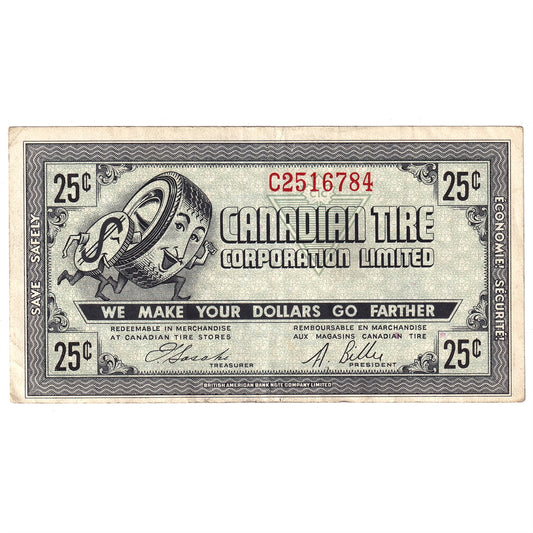 G7-E-C2 Narrow Font 1972 Canadian Tire Coupon 25 Cents VF-EF