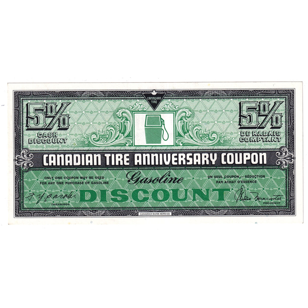 FAGD5 1972 Canadian Tire Coupon 5% Discount Uncirculated