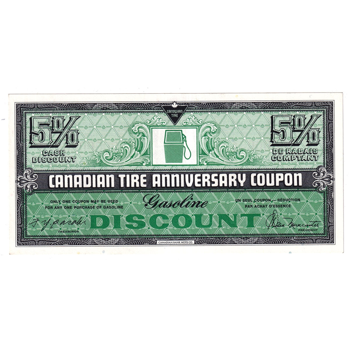 FAGD5 1972 Canadian Tire Coupon 5% Discount Uncirculated