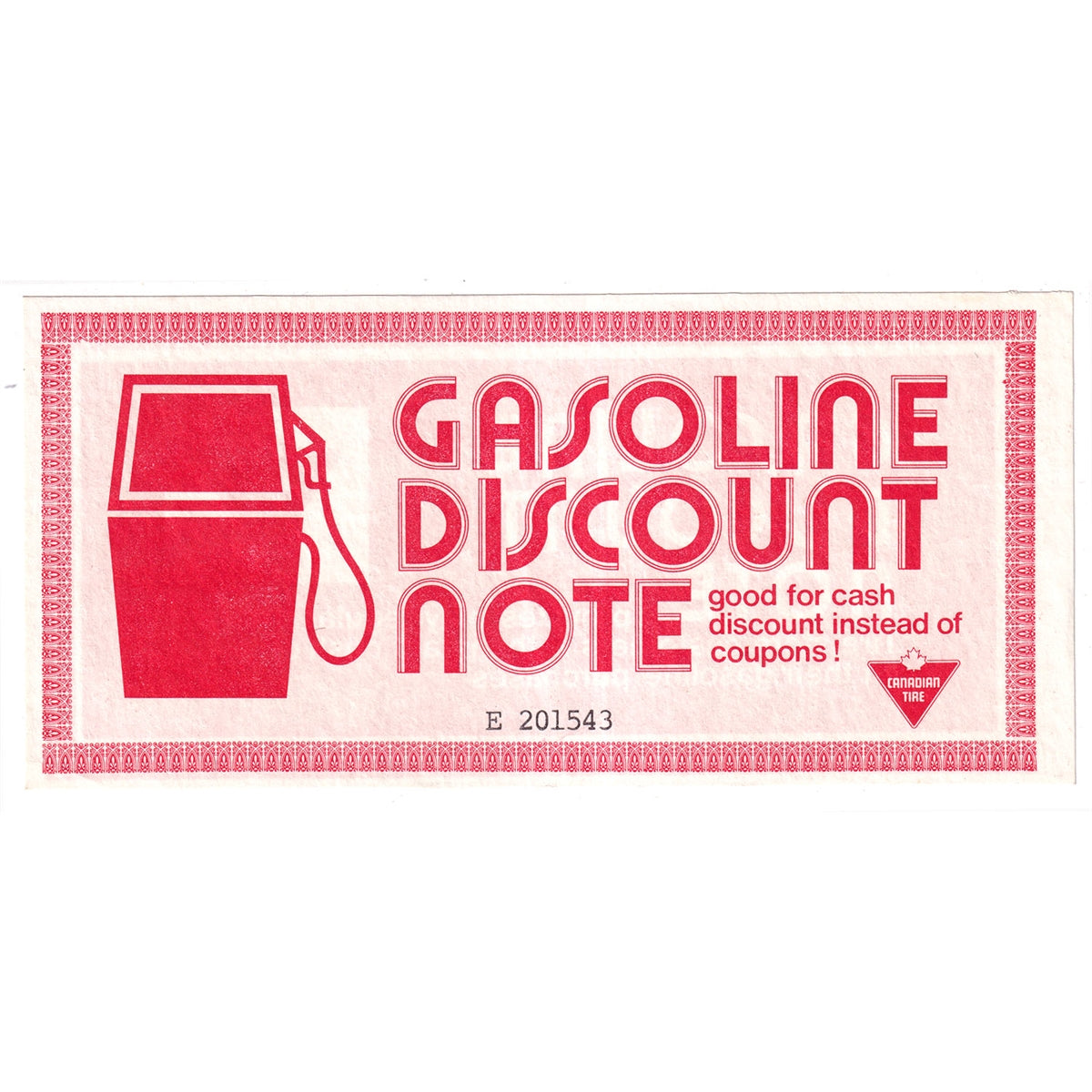 GDN-03-E Canadian Tire Gas Discount Note Uncirculated