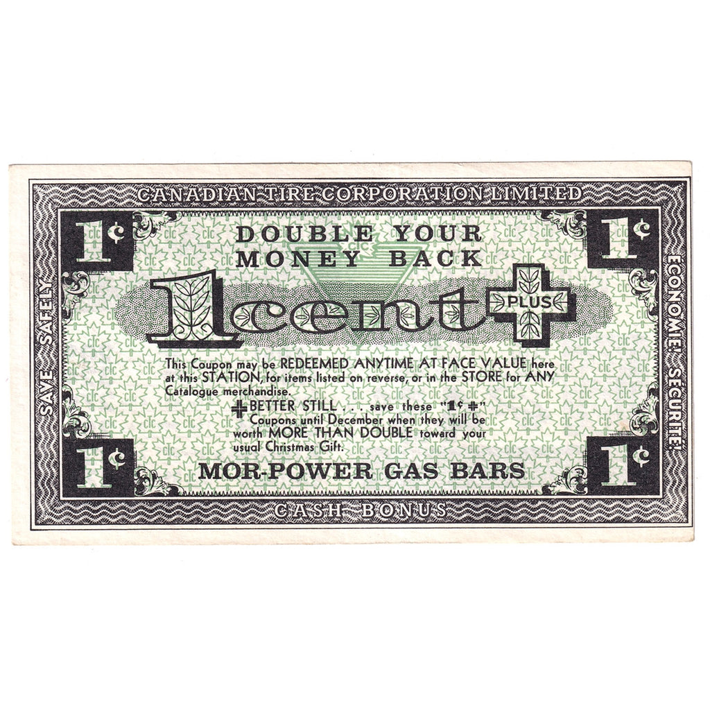 DYM1F-470 Canadian Tire Coupon Double Your Money Back 1 Cent Uncirculated