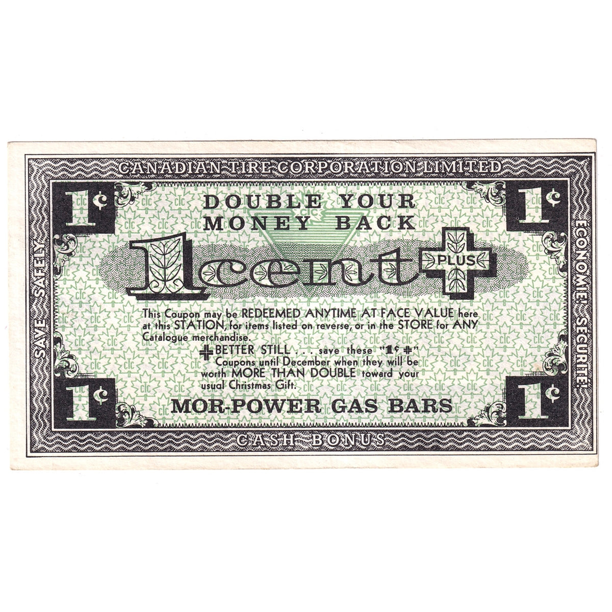 DYM1F-470 Canadian Tire Coupon Double Your Money Back 1 Cent Uncirculated