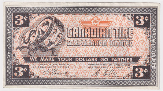 G2-C2 No Mor Power 1962 Canadian Tire Coupon 3 Cents Almost Uncirculated