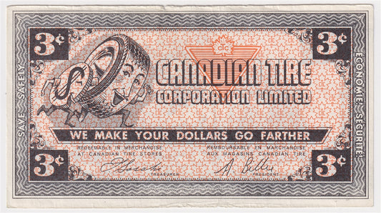 G2-C2 No Mor Power 1962 Canadian Tire Coupon 3 Cents Extra Fine (Ink)