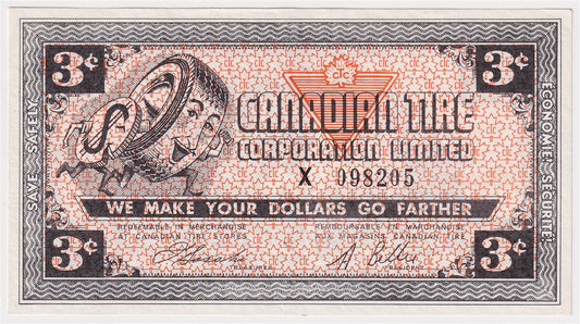 G3-C-X No Mor Power 1962 Canadian Tire Coupon 3 Cents Almost Uncirculated