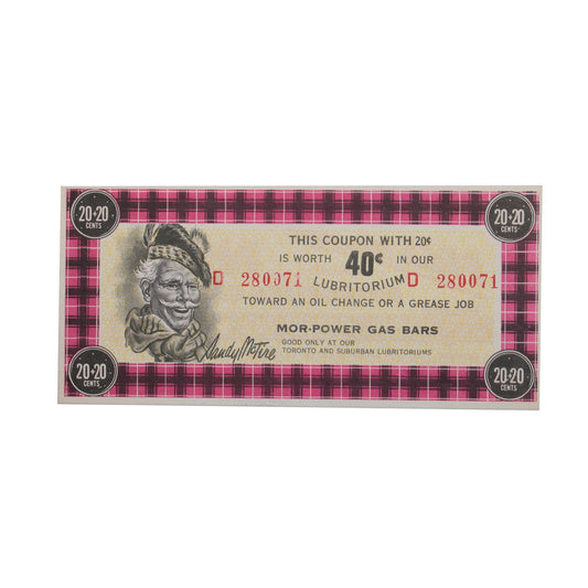 MP3B-40D1 Canadian Tire Coupon Mor-Power 15 + 15 Uncirculated (Small Seal)