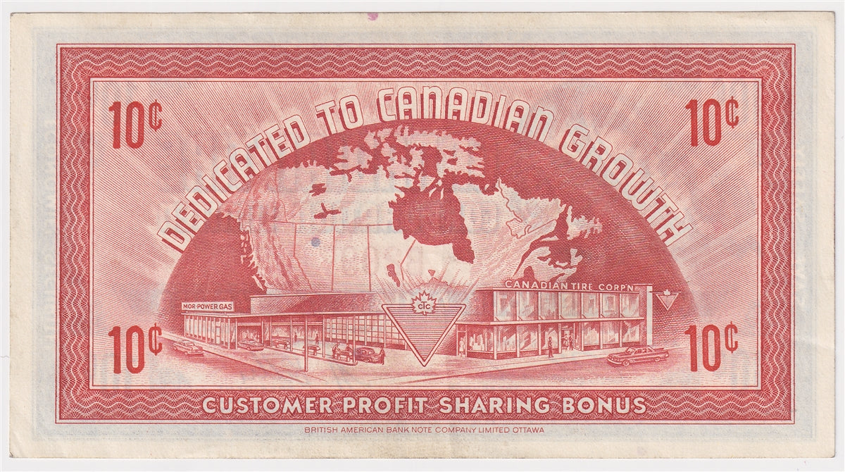 G6-B-B 1968 Canadian Tire Coupon 10 Cents EF-AU