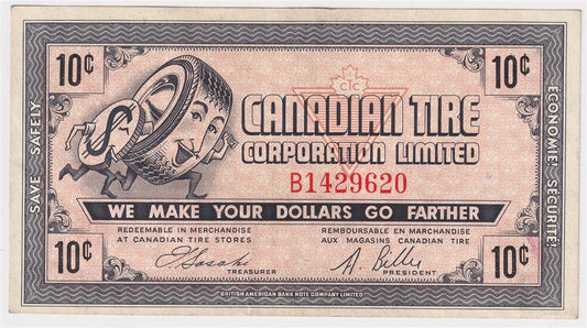 G6-B-B 1968 Canadian Tire Coupon 10 Cents Extra Fine