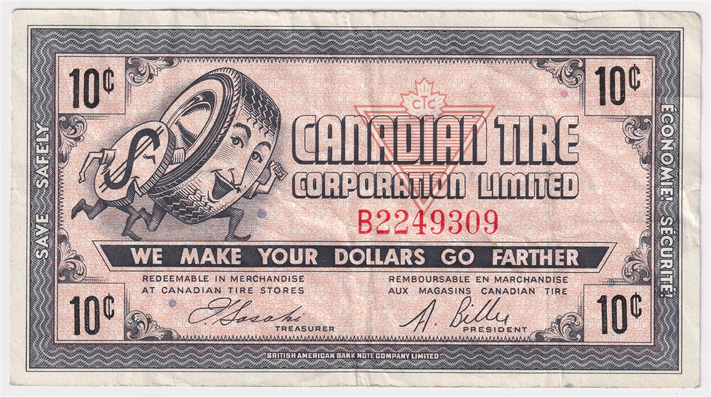 G6-B-B 1968 Canadian Tire Coupon 10 Cents Very Fine