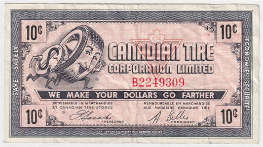 G6-B-B 1968 Canadian Tire Coupon 10 Cents Very Fine