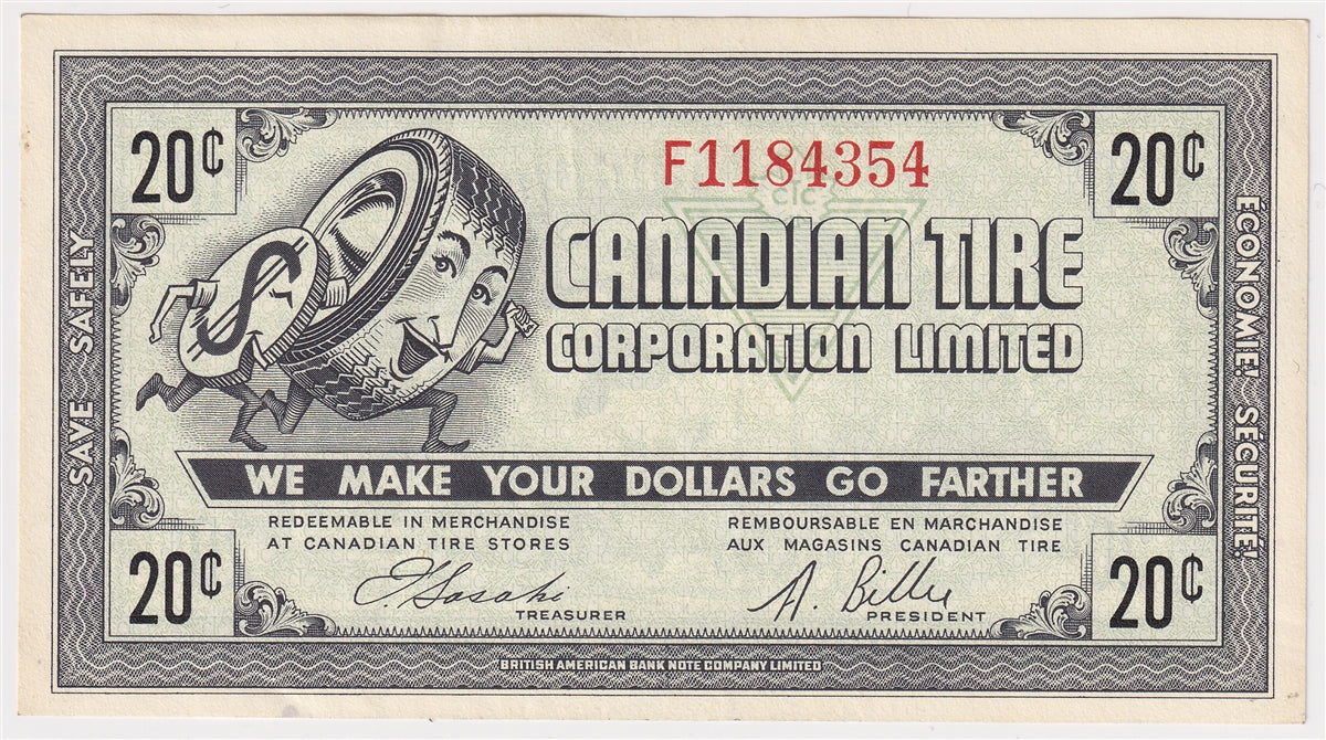 G7-D-F1 1972 Canadian Tire Coupon 20 Cents EF-AU