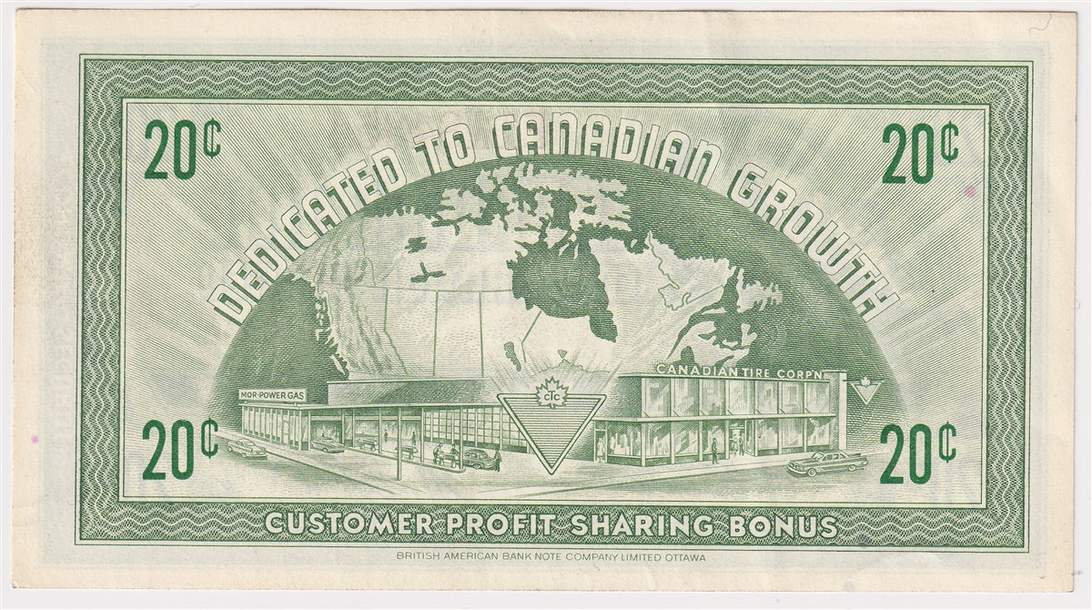 G7-D-F1 1972 Canadian Tire Coupon 20 Cents EF-AU