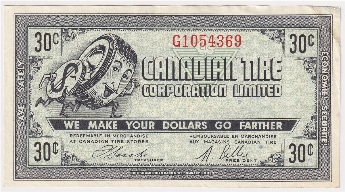 G7-F-G3 Bold 30 1972 Canadian Tire Coupon 30 Cents Extra Fine