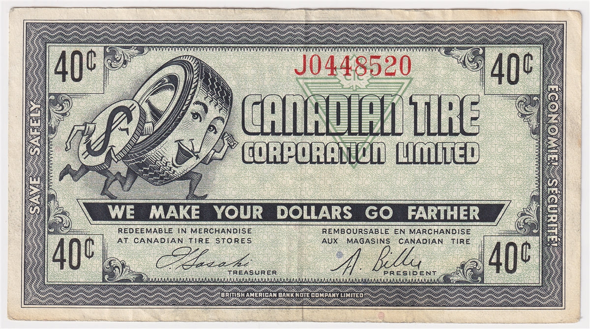 G7-H-J 1972 Canadian Tire Coupon 40 Cents Very Fine