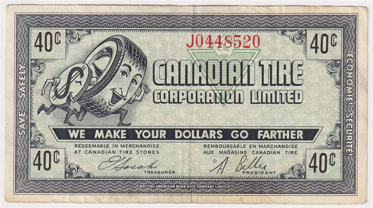 G7-H-J 1972 Canadian Tire Coupon 40 Cents Very Fine