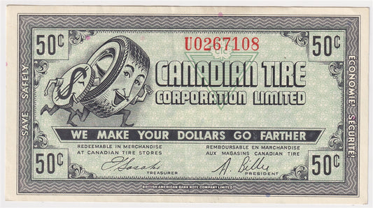 G7-J-U 1972 Canadian Tire Coupon 50 Cents Almost Uncirculated