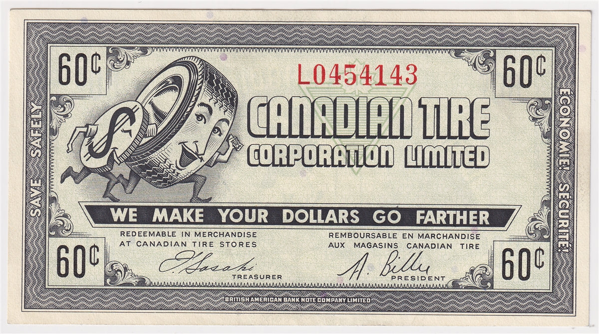 G7-K-L 1972 Canadian Tire Coupon 60 Cents Almost Uncirculated