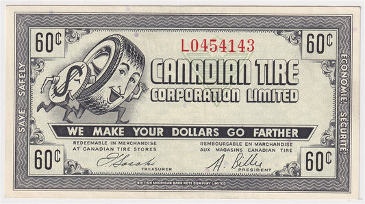 G7-K-L 1972 Canadian Tire Coupon 60 Cents Almost Uncirculated