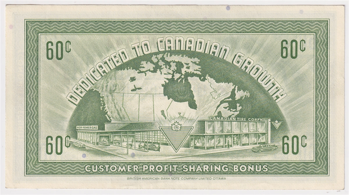 G7-K-L 1972 Canadian Tire Coupon 60 Cents Almost Uncirculated