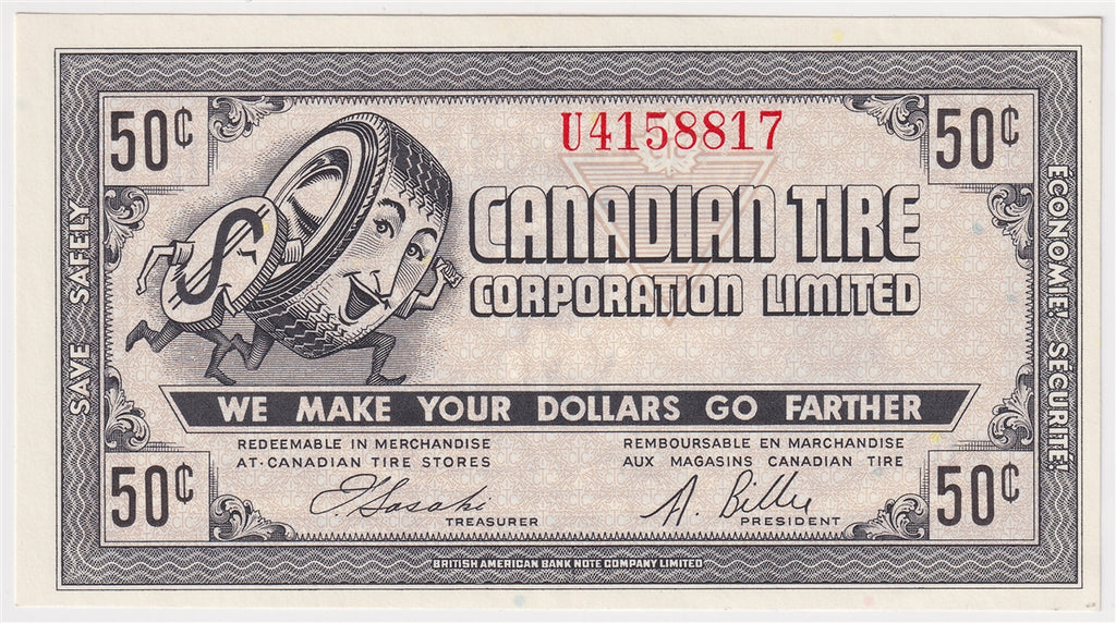 G8-D-U2 Serifs 1978 Canadian Tire Coupon 50 Cents Uncirculated