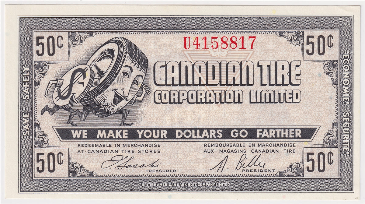 G8-D-U2 Serifs 1978 Canadian Tire Coupon 50 Cents Uncirculated