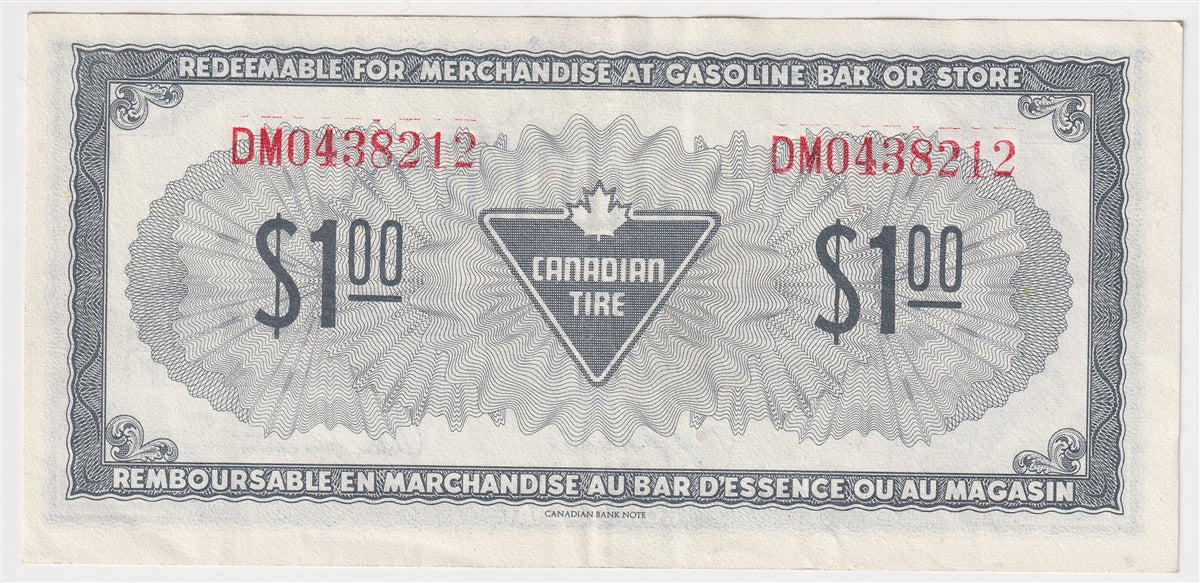 S4-F-DM2 Orange # 1974 Canadian Tire Coupon $1.00 Extra Fine