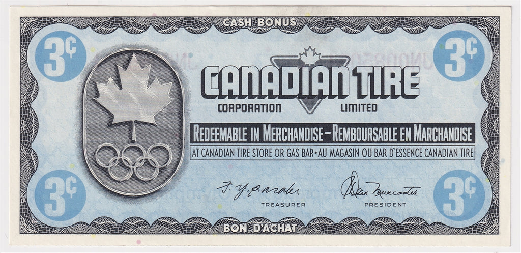 S5-A-JN 1976 Canadian Tire Coupon 3 Cents Uncirculated