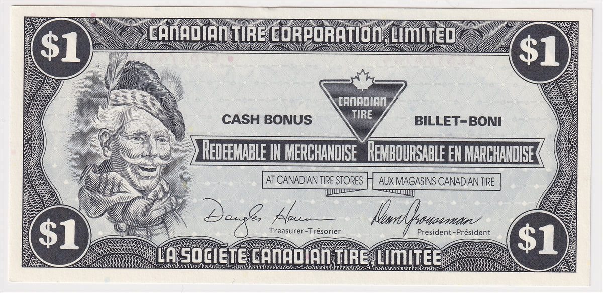 S8-F-EZ1 White C 1985 Canadian Tire Coupon $1.00 Uncirculated