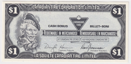 S8-F-EZ1 White C 1985 Canadian Tire Coupon $1.00 Uncirculated