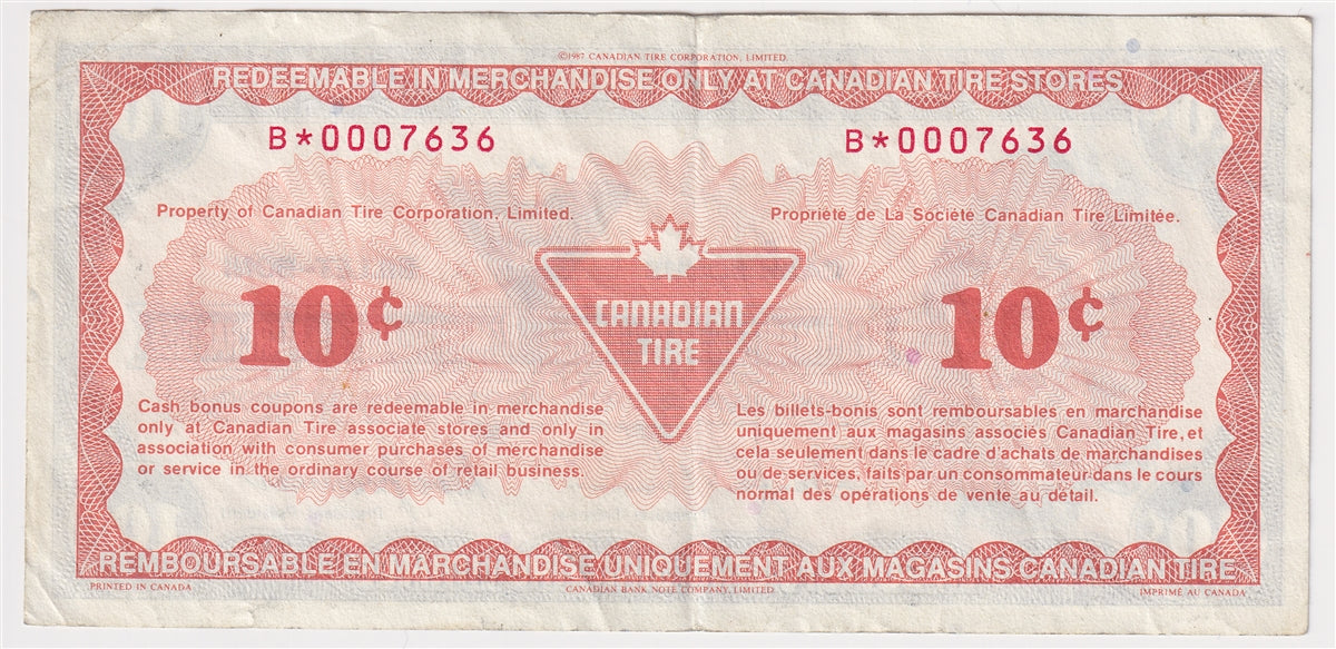 S9-Ca-B* Replacement 1985 Canadian Tire Coupon 10 Cents VF-EF