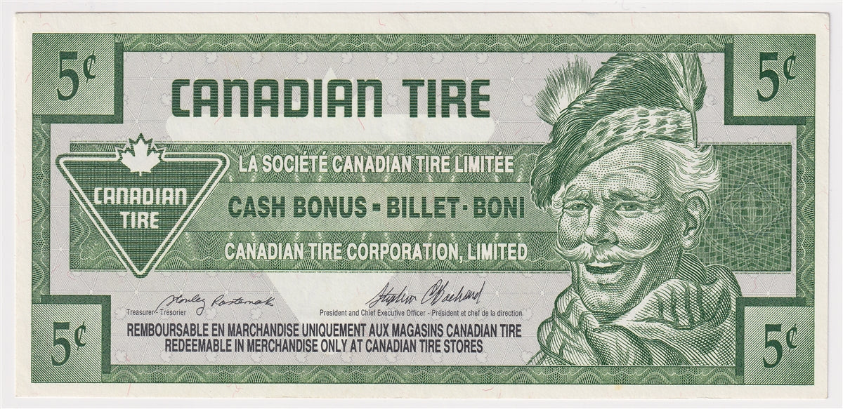 S17-Ba1-90 Replacement 1992 Canadian Tire Coupon 5 Cents Uncirculated