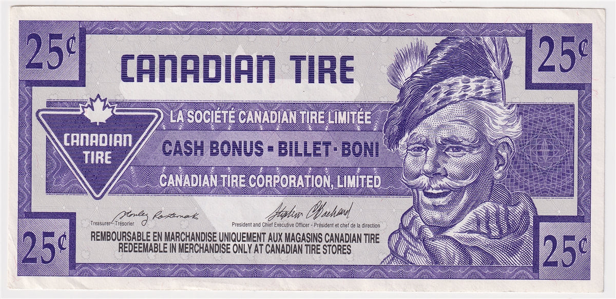 S17-Da1-90 Replacement 1992 Canadian Tire Coupon 25 Cents Almost Uncirculated