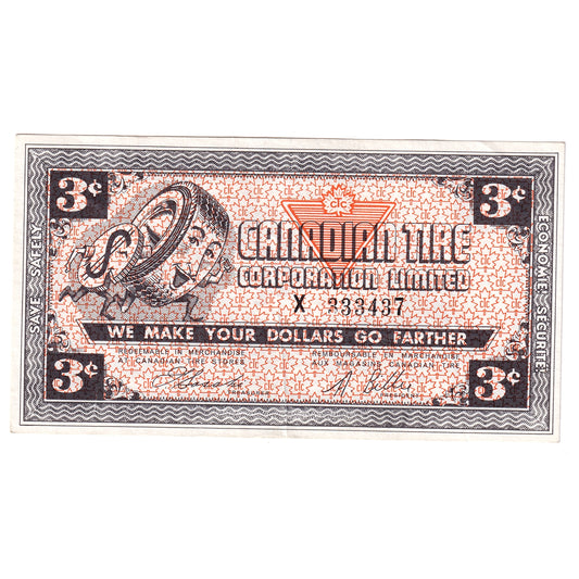 G3-C-X No Mor Power 1962 Canadian Tire Coupon 3 Cents Very Fine