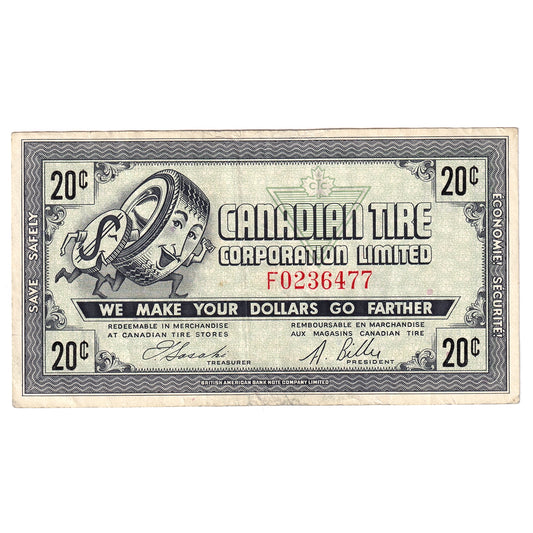 G6-D-F 1968 Canadian Tire Coupon 20 Cents Very Fine