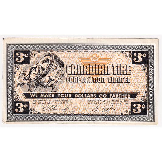 G2-C1 1962 Canadian Tire Coupon 3 Cents Almost Uncirculated