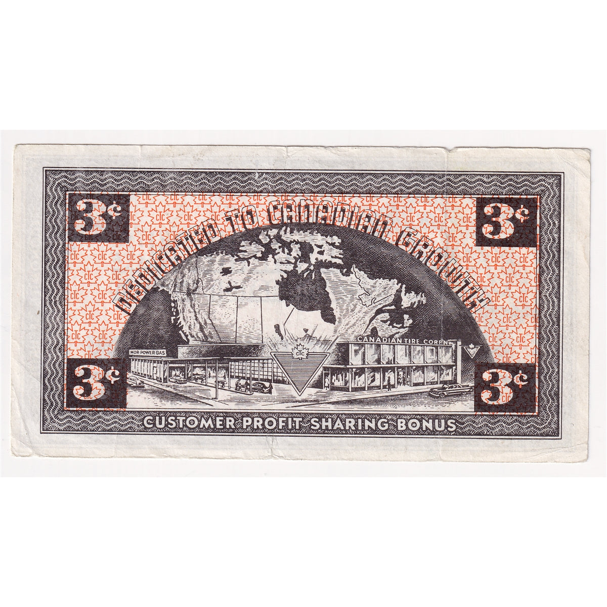 G2-C1 1962 Canadian Tire Coupon 3 Cents Very Fine