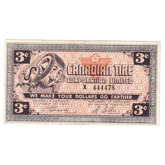 G3-C-X No Mor Power 1962 Canadian Tire Coupon 3 Cents Extra Fine (Tears)