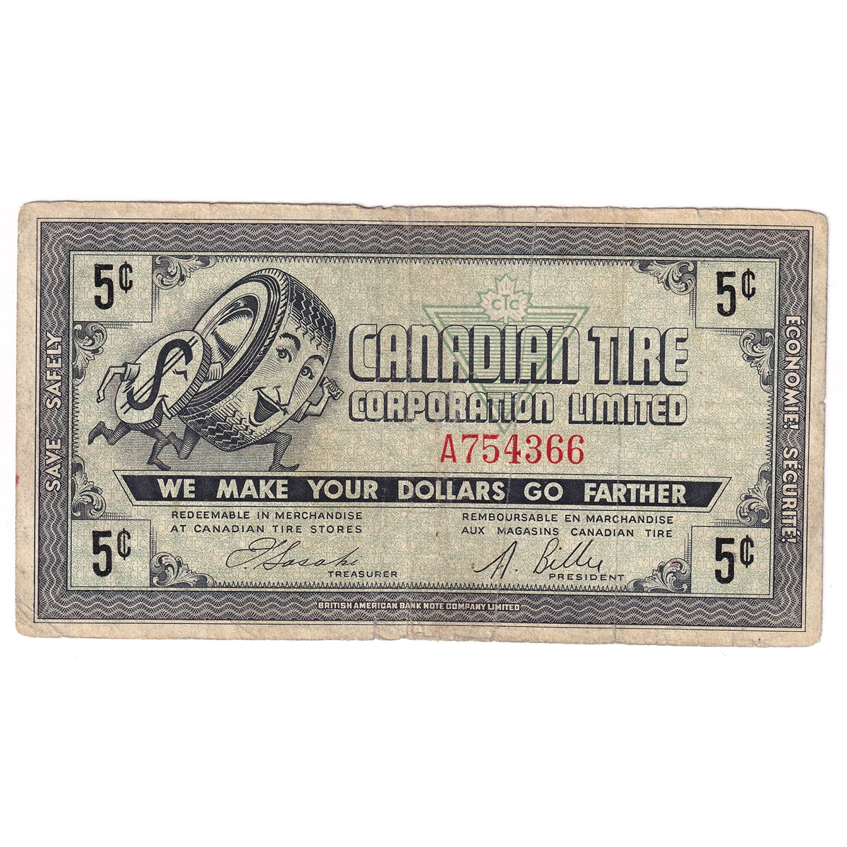 G5-A-A 1964 Canadian Tire Coupon 5 Cents Fine