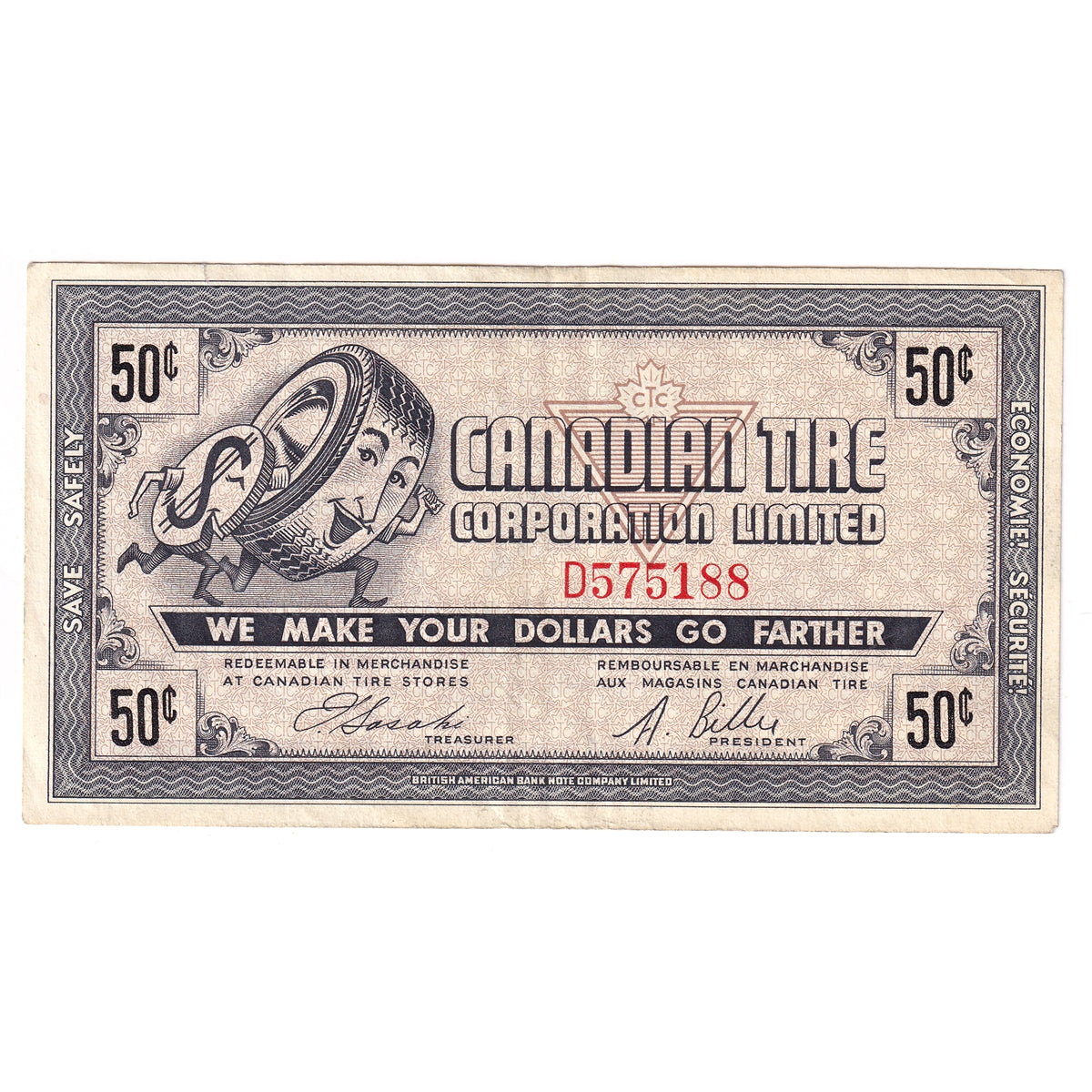 G5-D-D 1964 Canadian Tire Coupon 50 Cents VF-EF