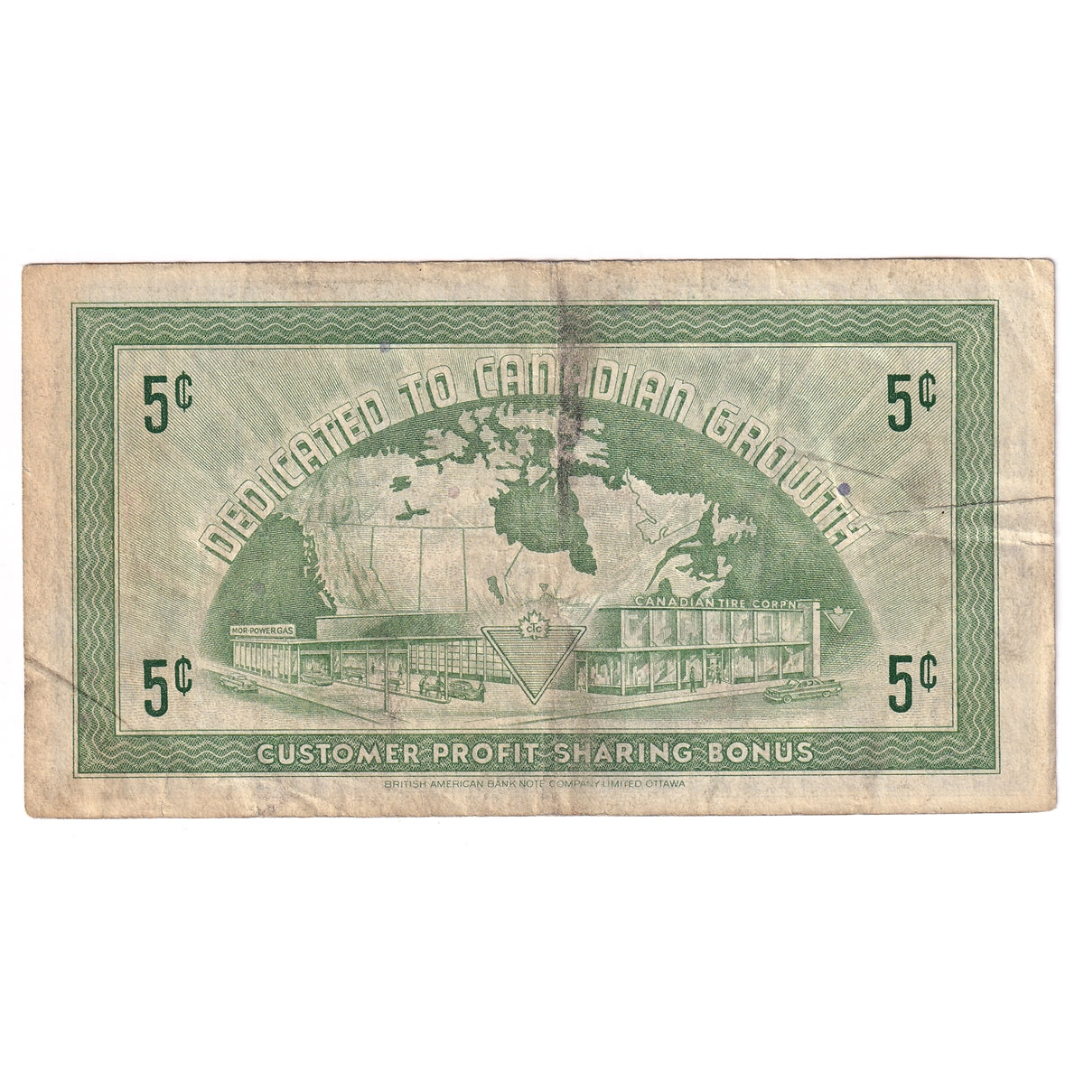 G6-A-A 1968 Canadian Tire Coupon 5 Cents Very Fine