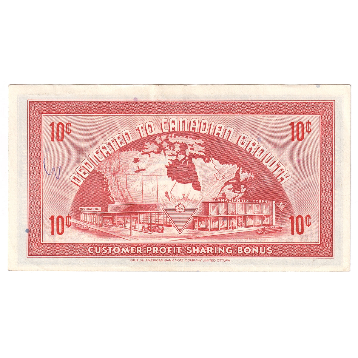 G6-B-B 1968 Canadian Tire Coupon 10 Cents Extra Fine (Ink)