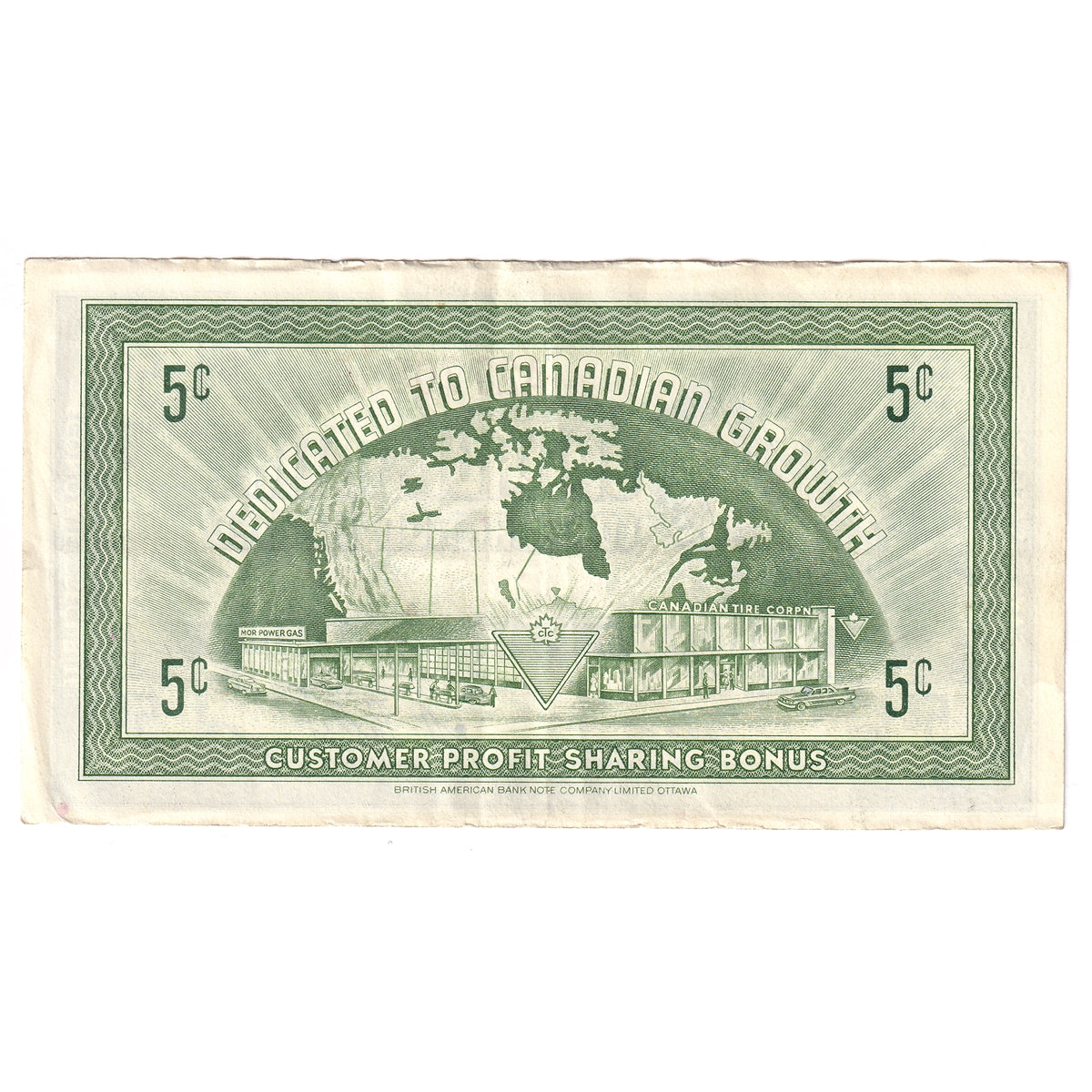 G7-A-A2 Narrow Font 1972 Canadian Tire Coupon 5 Cents VF-EF