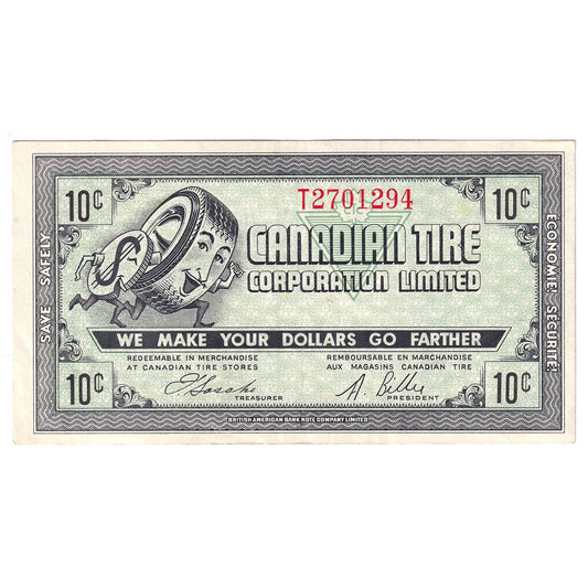 G7-B-T3 Plain T 1972 Canadian Tire Coupon 10 Cents Extra Fine