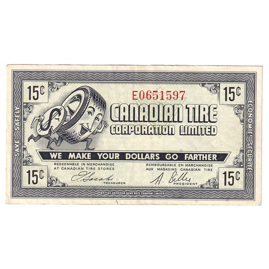 G7-C-E1 1972 Canadian Tire Coupon 15 Cents Extra Fine