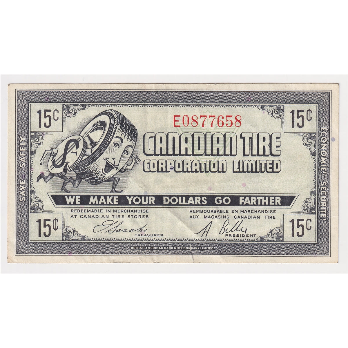 G7-C-E1 1972 Canadian Tire Coupon 15 Cents VF-EF
