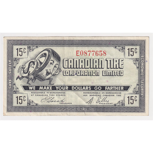 G7-C-E1 1972 Canadian Tire Coupon 15 Cents VF-EF