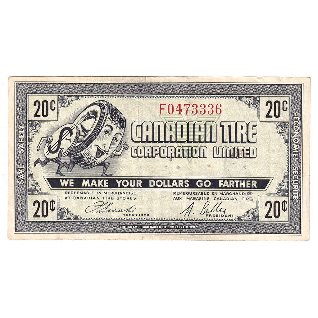 G7-D-F1 1972 Canadian Tire Coupon 20 Cents VF-EF