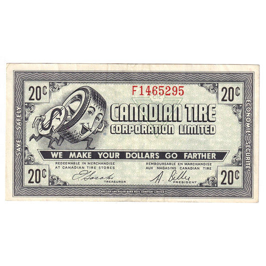 G7-D-F2 Narrow Font 1972 Canadian Tire Coupon 20 Cents VF-EF
