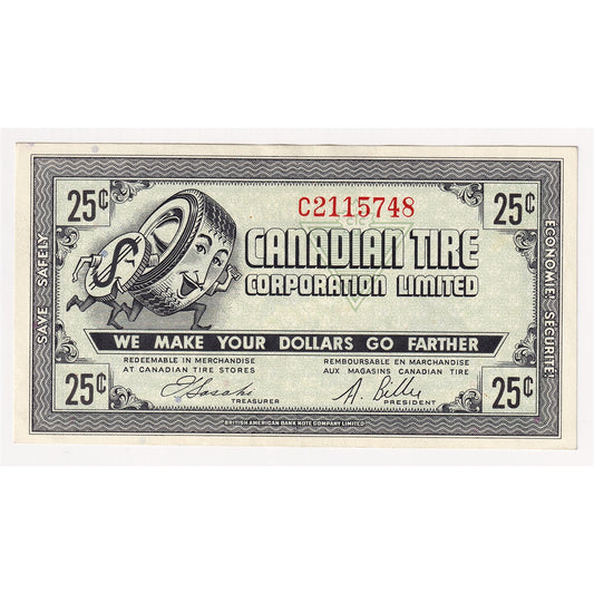 G7-E-C1 1972 Canadian Tire Coupon 25 Cents AU-UNC