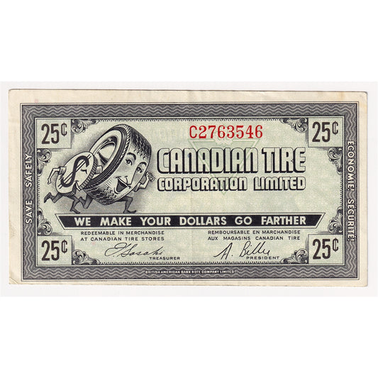 G7-E-C1 1972 Canadian Tire Coupon 25 Cents Extra Fine